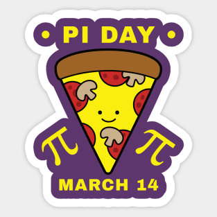 Pi Day March 14 Kawaii Pizza Slice Sticker